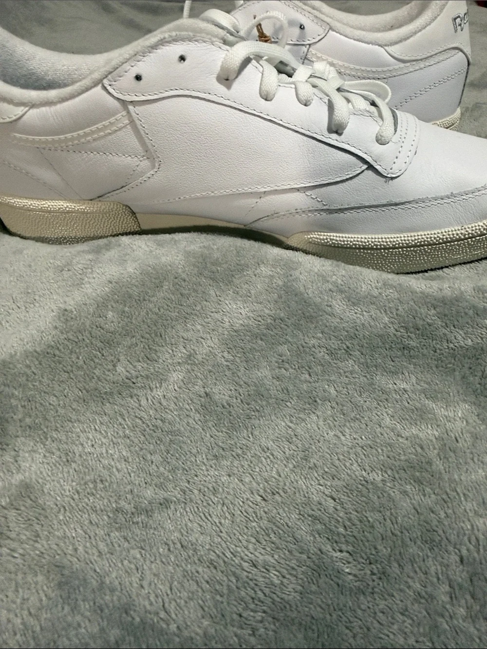 Reebok White Low-Top Leather Sneakers with Off-White Sole